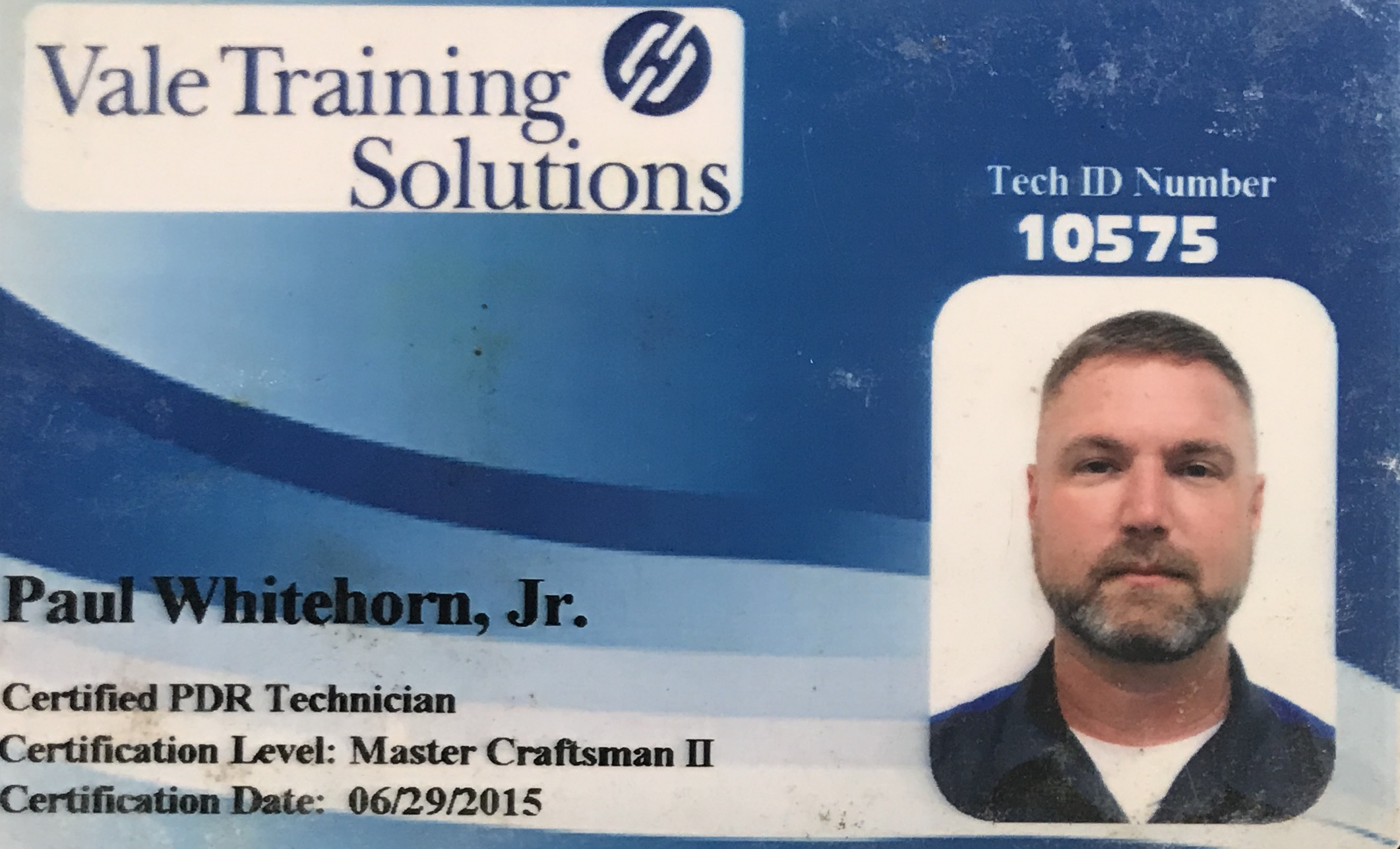 Paul Whitehorn Certification ID Card for Vale Training Solutions